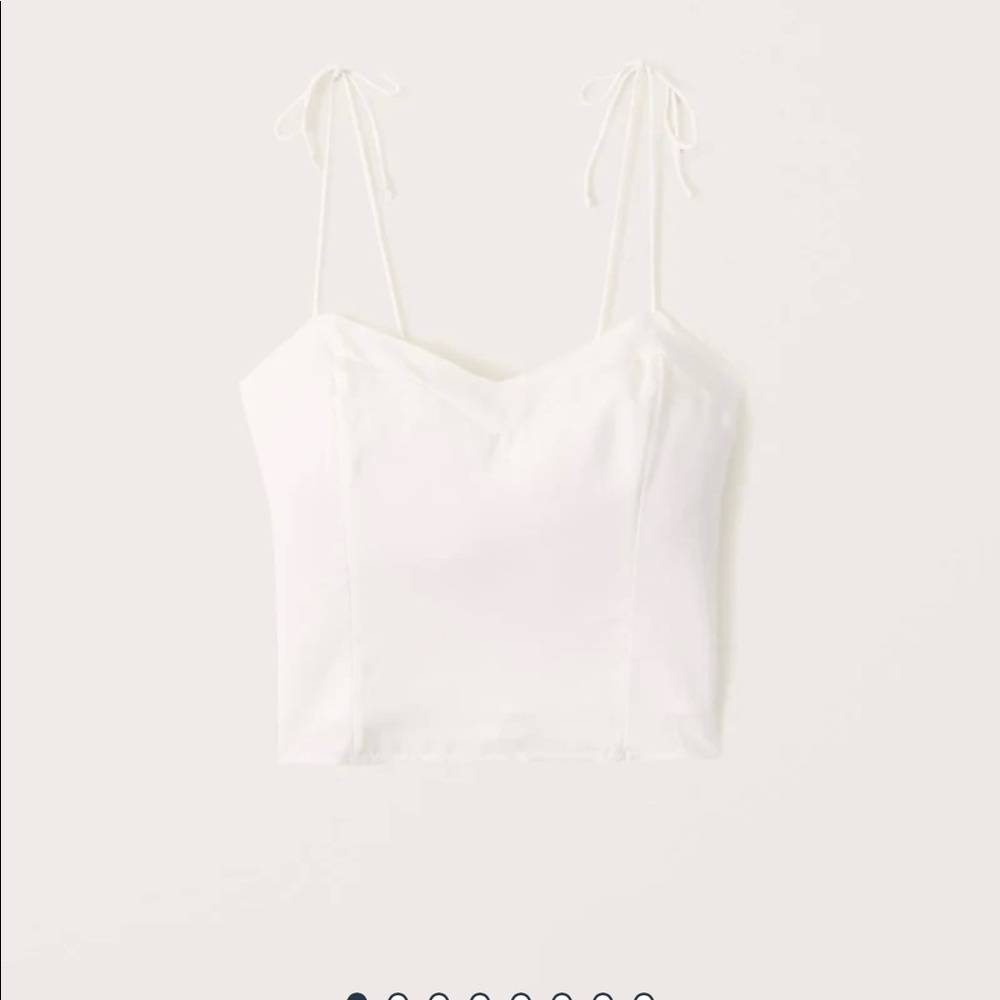 NEW Abercrombie & Fitch Women’s Slim fit Tie Strap V-neck White Cami - Size L - Picture 3 of 10